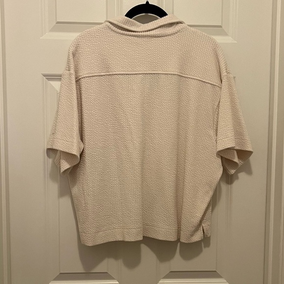 Fabletics Cream Textured Button Up Top - Picture 3 of 3
